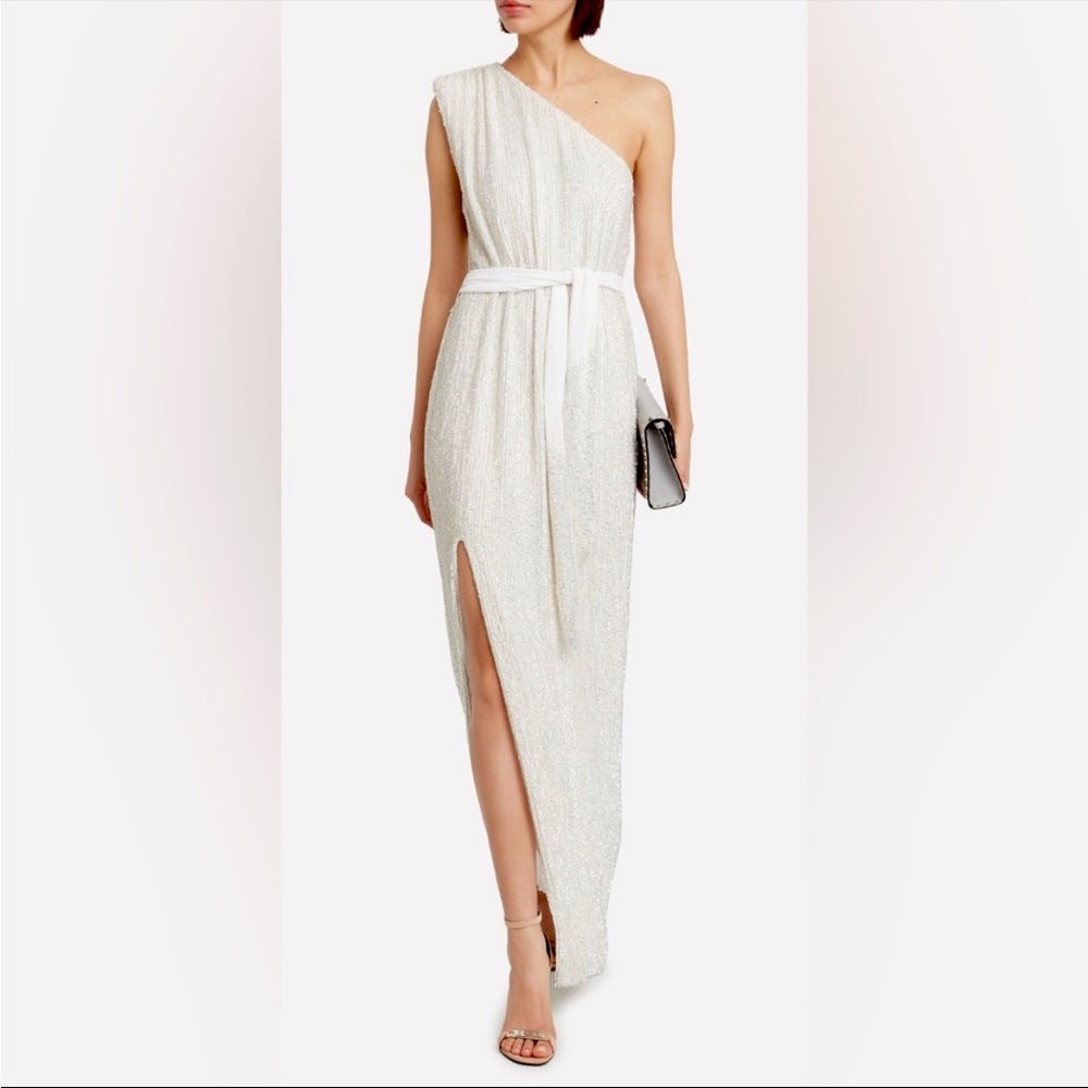 Retrofete Vivien One-Shoulder Sequin Gown | Moonglow White | Med | NWT - Picture 2 of 8